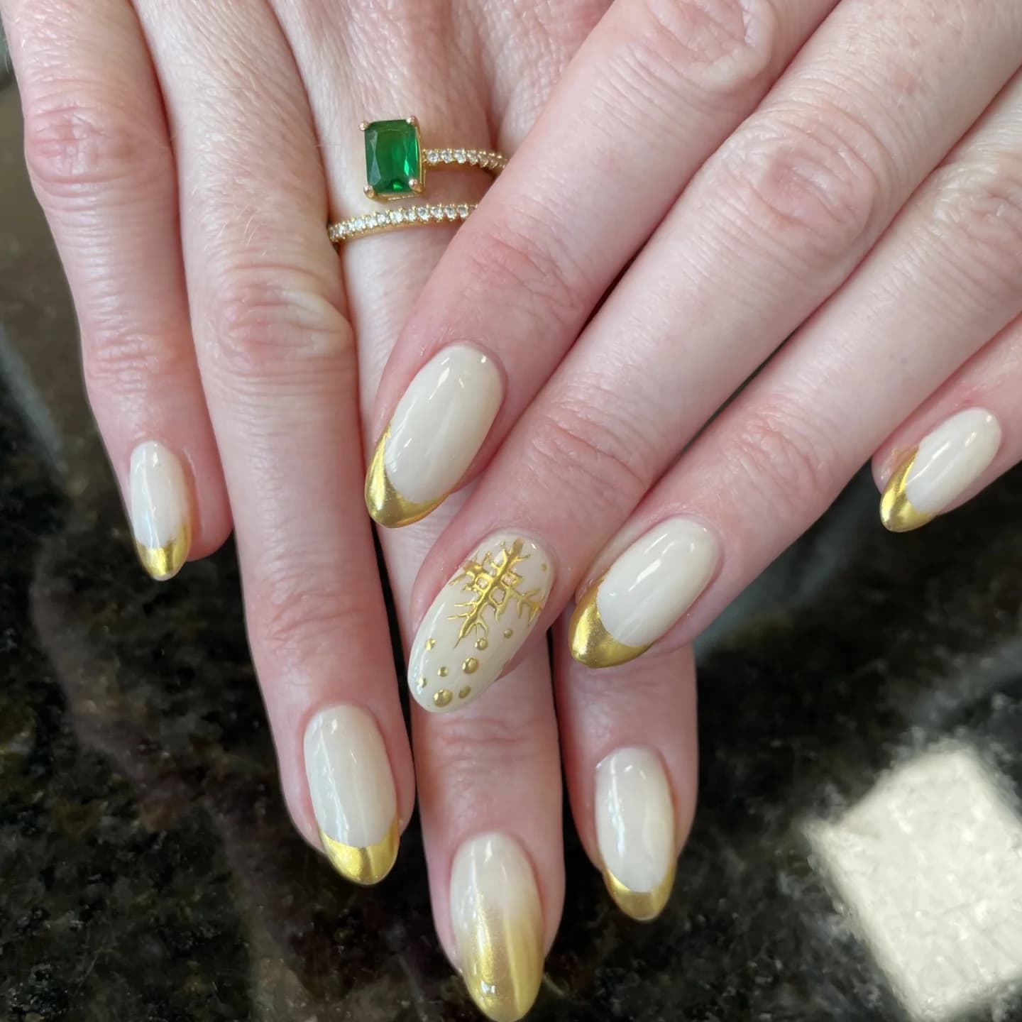 Cream and gold manicure