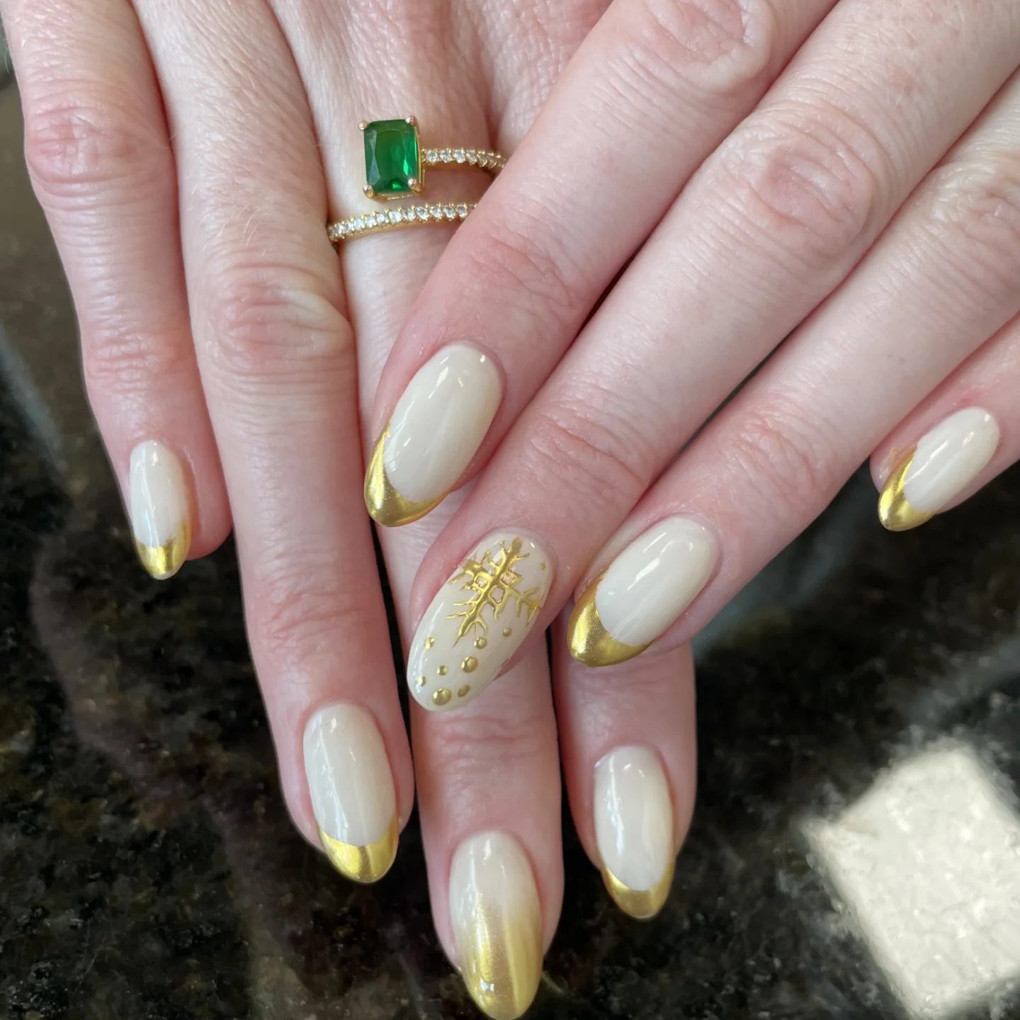 Cream and gold manicure